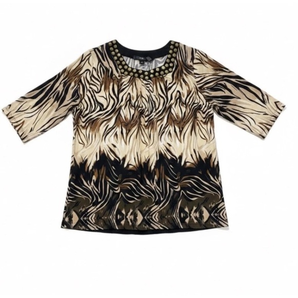 Maggie Barnes Brown and Black Patterned Blouse
